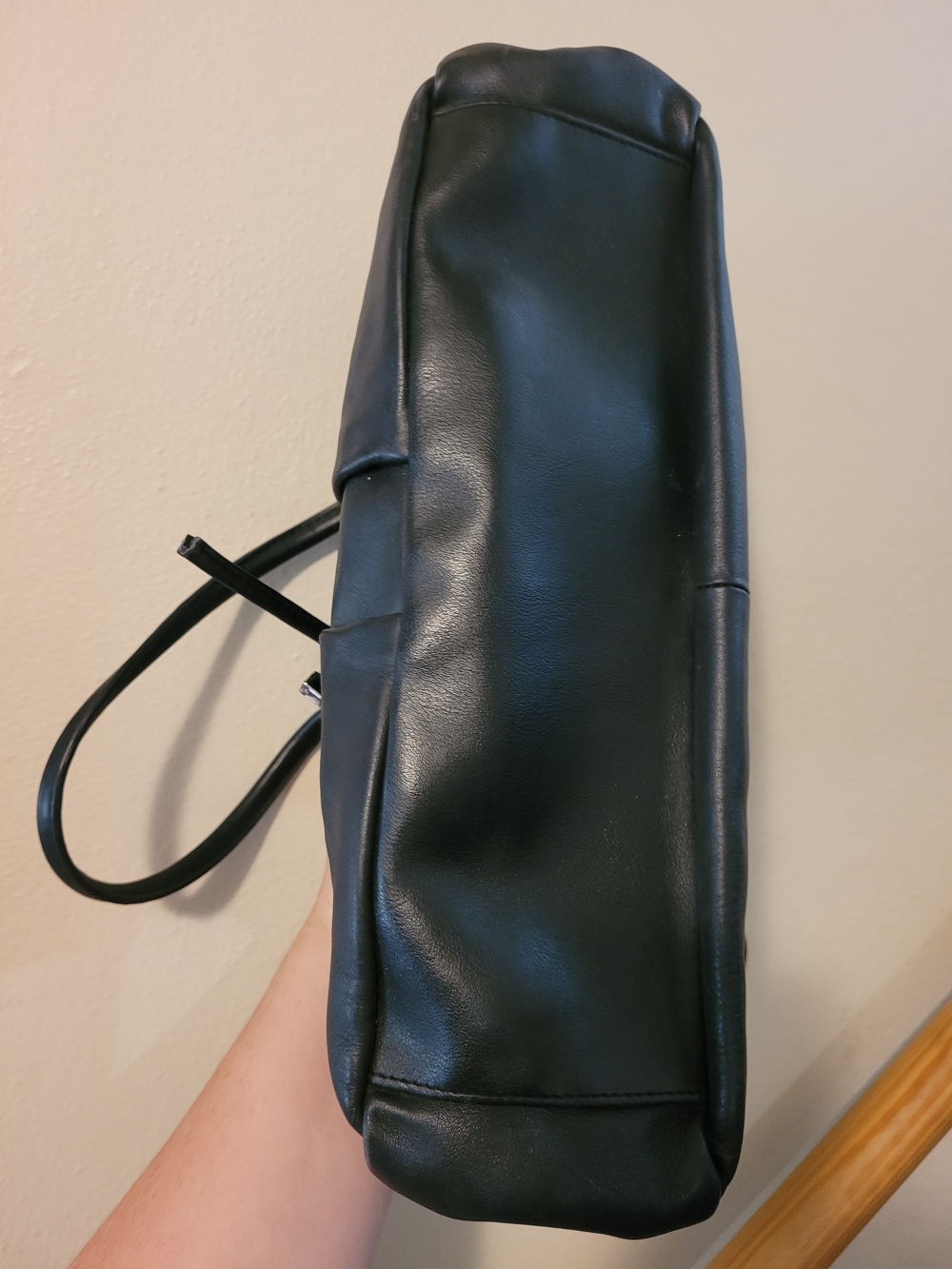 Black Leather 90s Y2K Vintage East-west Shoulder Purse - Picture 3 of 4